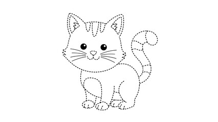 Obraz premium Cute cartoon tabby cat with whiskers and tail in a sitting position