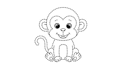 Obraz premium A cute monkey with a smile on its face sitting on the ground