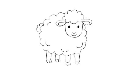Obraz premium A cute cartoon sheep with a fluffy coat and happy face standing alone