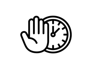 Obraz premium Hand stopping clock time concept icon