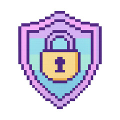 Obraz premium PNG Pixelated lock security shield