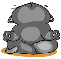 Obraz premium Cute Grey Cat Meditating in Lotus Position Zen Yoga Illustration