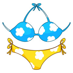Cute bikini swimsuit illustration for summer beach fashion and tropical vacation lifestyle.