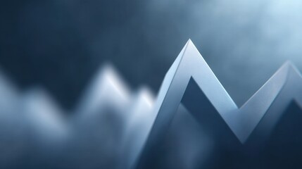 Fototapeta premium Abstract Representation of Financial Trends with Zigzag Lines and Soft Blue Lighting for Business and Data Analysis Use