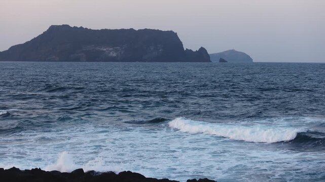 Jeju-do, Seongsan Ilchulbong  landscape, volcanic tuff cone, Sunrise peak, Jeju Island, South Korea, Seongsan-ri, Seogwipo, Jeju Province landscape view in a sunny day, with sea, cliffs hiking trail