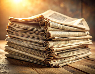 古い新聞の束/stack of old newspapers