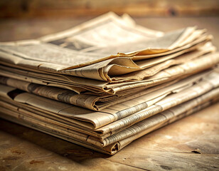 古い新聞の束/stack of old newspapers