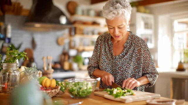 Learn to prepare a fresh salad with simple chopping techniques in a bright kitchen setting during daytime
