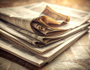 古い新聞の束/stack of old newspapers