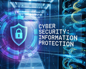 Networking icons optimization project innovation privacy protect safe attack security buying concept data center server room for digital information protection and trust online privacy protection