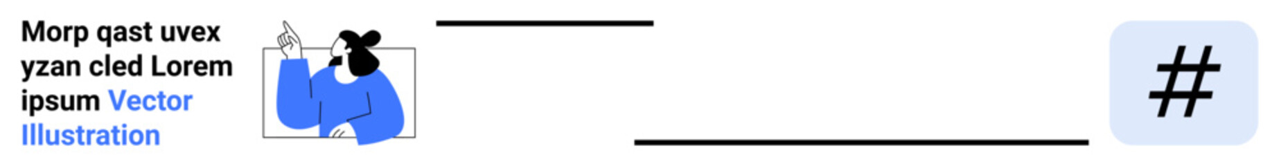 Obraz premium Woman holding pen while writing, next to metadata tag symbol. Ideal for social media, communication, collaboration, networking, content marketing, branding, simple landing page