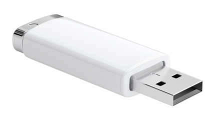 Mokup of a white USB flash drive isolated on a white background