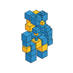 Obraz premium Abstract 3D Cube Structure Isometric Illustration.