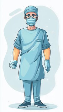 Doctor Surgeon Thumbs Up Flat Animation