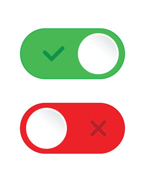 Minimalist UI Toggle Switch Pair - Vector ON and OFF Sliders with Icon Indicators
