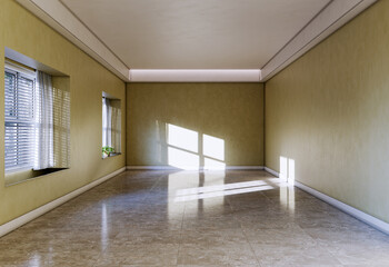 Large luxury modern bright interiors Living room mockup illustration 3D rendering Digitally Generated Image