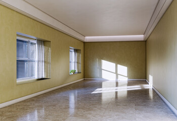 Large luxury modern bright interiors Living room mockup illustration 3D rendering Digitally Generated Image