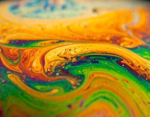 Vibrant swirls of color in a soap bubble