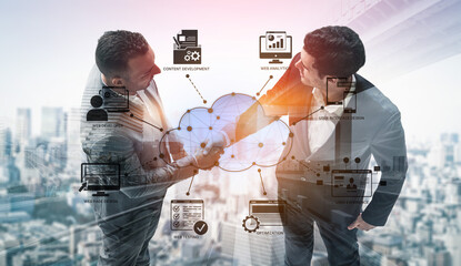 Cloud computing, cloud strategy, and cloud technology transforming digital infrastructure with...