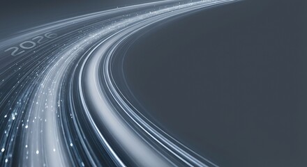 Abstract futuristic road with numbers suggesting the year 2036 on the path