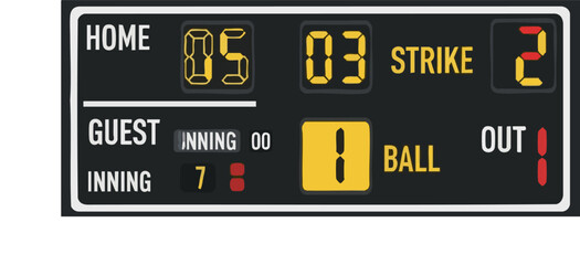 Fototapeta premium Baseball digital scoreboard display icon