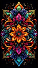 Vibrant symmetrical floral pattern