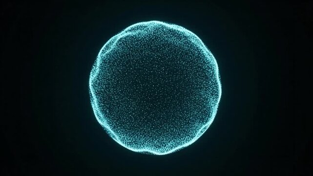 Abstract glowing particle sphere on dark background | Sci-tech concept