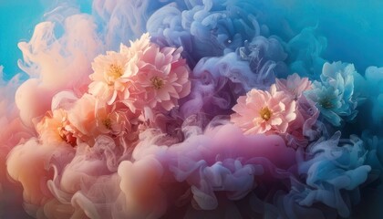 Dreamy Floral Cloudscape - A Symphony of Colors and Textures.