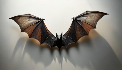 Dramatic Bat Silhouette with Extended Wings and Shadow Play.