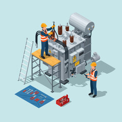 Industrial Workers Performing Maintenance on Equipment.