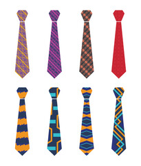 Vector of eight types of ties with a br design