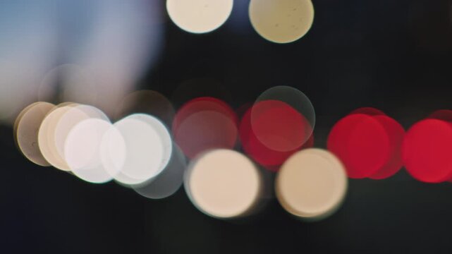 A boka shot of a highway full of cars passing by in the city. Manhattan, New York.