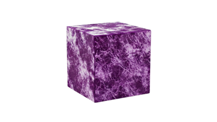 Purple Marble Cube on White Background