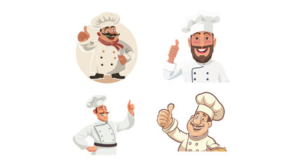 Chef showing thumbs up vector illustration with clean shapes