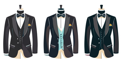 Classic tuxedo vector icon, formal suit illustration isolated on white background