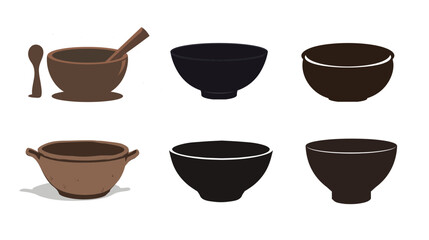 Clay soup bowl with matir soup, katori style illustration 
