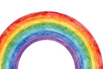 Obraz premium Colorful Watercolor Rainbow Arc on White Background Symbolizing Joy and Diversity