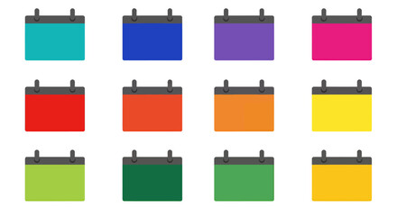 Colorful calendar icons in various vibrant shades for scheduling and planning.