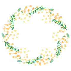 Fototapeta premium ふんわり春色 卒園・入園シリーズ ミモザのリース｜Pastel Spring Mimosa Wreath
