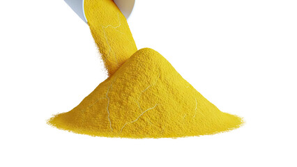 Yellow Powder Pouring from Container onto Pile