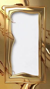 Golden ornate frames with reflective metal backdrop.