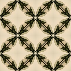 Black and white seamless floral leaf pattern with vintage botanical style for wallpaper and fabric design