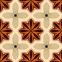Seamless autumn floral pattern with orange leaves and vintage nature design