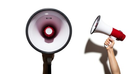Megaphone hands isolated with transparent background