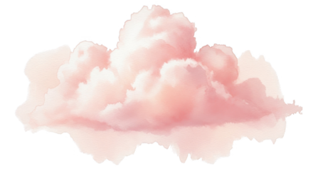 Soft pink fluffy cloud in watercolor style