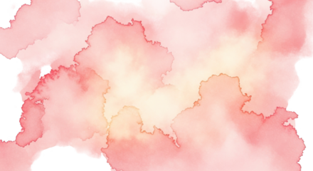 Soft pink watercolor clouds on white background