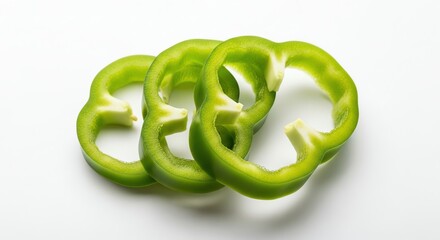 Sliced green bell pepper rings