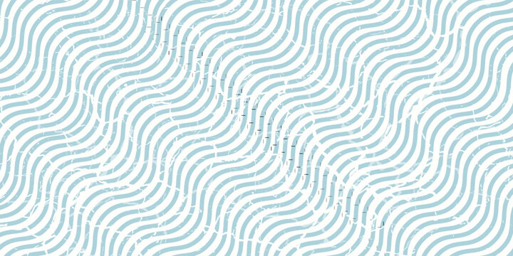 Seamless Wave Pattern, Hand drawn water sea vector background. Wavy beach print, curly grunge paint lines,