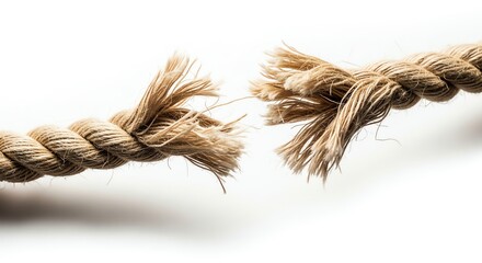 Broken rope isolated on white background