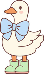 Naklejka premium Goose Wearing Bow And Boots Groovy